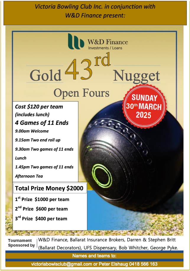 Victoria Bowling Club - Gold Nugget Open Fours 2025